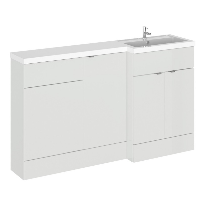 Gloss Grey Mist 1500mm Full Depth Combination 3 Door Vanity Storage & Toilet Unit with Right Hand Basin - Main
