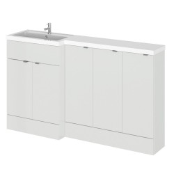 Gloss Grey Mist 1500mm Full Depth Combination 5 Door Vanity Storage Unit with Left Hand Basin - Main