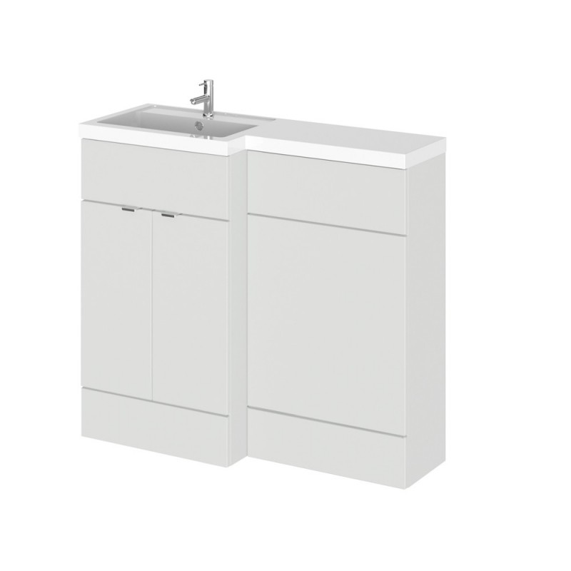 Gloss Grey Mist 1000mm Full Depth Combination 2 Door Vanity & Toilet Unit with Left Hand Basin - Main