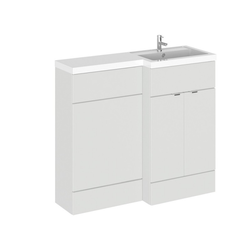 Gloss Grey Mist 1000mm Full Depth Combination 2 Door Vanity & Toilet Unit with Right Hand Basin - Main