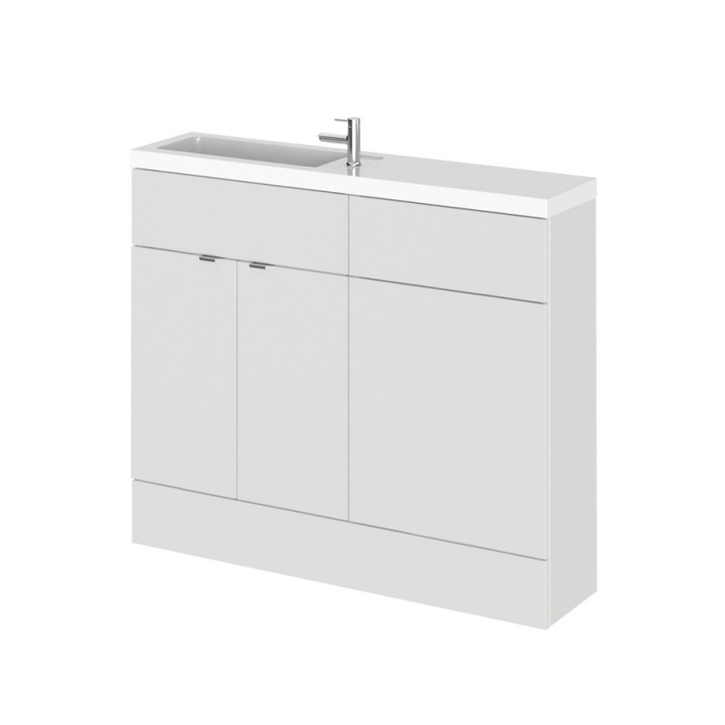 Gloss Grey Mist 1000mm Slimline Combination 2 Door Vanity & Toilet Unit with Basin - Main