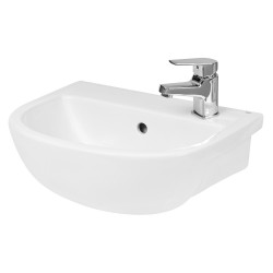 Curved Compact Semi-Recessed 400mm Basin with 1 Tap Hole - Main