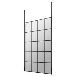 1200mm x 1950mm Black Framed Wetroom Screen with Ceiling Posts - Main