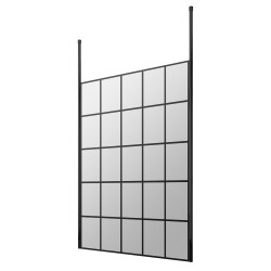 1400mm x 1950mm Black Framed Wetroom Screen with Ceiling Posts - Main