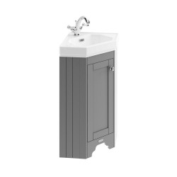 Old London Storm Grey Corner Single Door Vanity Unit and Basin with 1 Tap Hole - Main