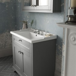 Old London Storm Grey 600mm 2 Door Vanity Unit and Basin with 3 Tap Holes