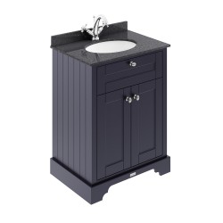 Old London Twilight Blue 600mm 2 Door Vanity Unit with Black Marble Top and Basin with 1 Tap Hole - Main