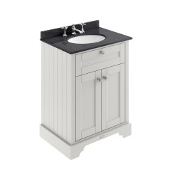 Old London Timeless Sand 600mm 2 Door Vanity Unit with Black Marble Top and Basin with 3 Tap Holes - Main