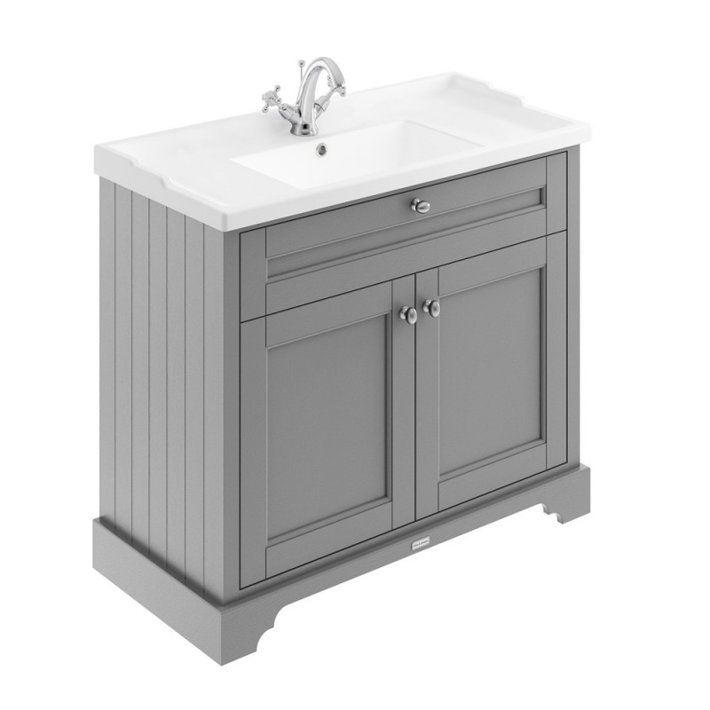 Old London Storm Grey 1000mm 2 Door Vanity Unit and Basin with 1 Tap Hole - Main