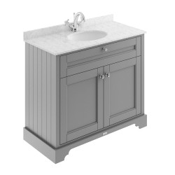 Old London Storm Grey 1000mm 2 Door Vanity Unit with Grey Marble Top and Basin with 1 Tap Hole - Main