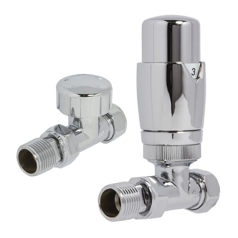 Chrome Thermostatic Straight Radiator Valves