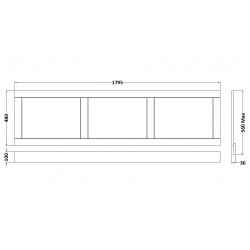 Old London Storm Grey 1800mm Bath Front Panel - Technical Drawing