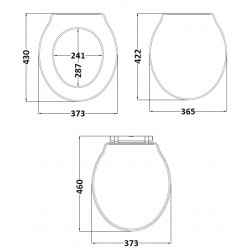 Old London Carlton Storm Grey Traditional Toilet Seat - Technical Drawing