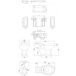 Richmond Close Coupled Toilet Pan & Cistern - Technical Drawing