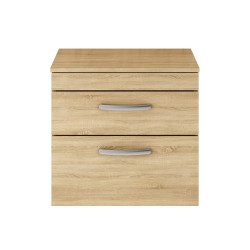 Athena Natural Oak 600mm Wall Hung Cabinet & Worktop - Main