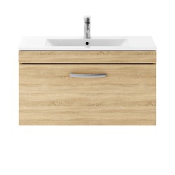 Athena Natural Oak 800mm Wall Hung Cabinet & Minimalist Basin - Main