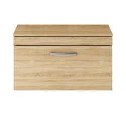 Athena Natural Oak 800mm Wall Hung Cabinet & Worktop - Main