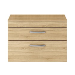 Athena Natural Oak 800mm Wall Hung Cabinet & Worktop - Main