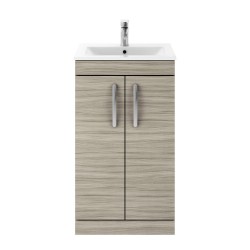 Athena Driftwood 500mm Floor Standing Cabinet & Minimalist Basin 2 Doors - Main