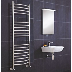 Curved Polished Stainless Steel Towel Rail - 500 x 1200mm - Insitu