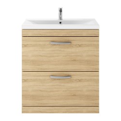 Athena Natural Oak 800mm Floor Standing Cabinet & Mid-Edge Basin - Main