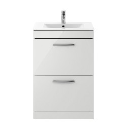 Athena Gloss Grey Mist 600mm Floor Standing Cabinet & Minimalist Basin - Main