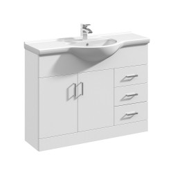 Gloss White Floor Standing 1050mm Cabinet & Basin - Main