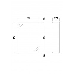 White 550mm Mirror With Down Light - Technical Drawing