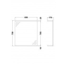 White 650mm Mirror With Down Light - Technical Drawing