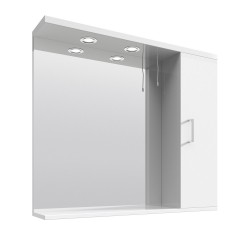 White 850mm Mirror & Cabinet With 2 Lights - Main