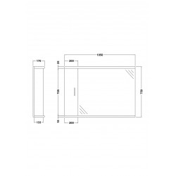 White 1050mm Mirror & Cabinet With 3 Lights - Technical Drawing