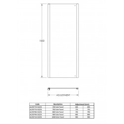 Pacific 1000mm Shower Side Panel - Technical Drawing