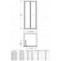 Ella 800mm Bi-Fold Shower Door - Technical Drawing