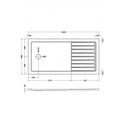 Rectangular Walkin Shower Tray 1600mm X 800mm - Technical Drawing