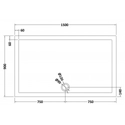 Slate Grey Rectangular Shower Tray 1500mm x 900mm - Technical Drawing