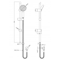 Slide Rail Kit With Single Function Handset - Technical Drawing