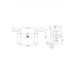 Series 2 Bath Shower Mixer Tap Deck Mounted - Technical Drawing