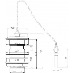 Contract Basin Waste with Poly Plug & Ball Chain - Technical Drawing