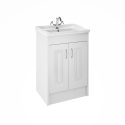 York White Ash 600mm Two Door Cabinet & 1 Tap Hole Basin - Main