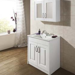 York White Ash 600mm Two Door Cabinet & 1 Tap Hole Basin