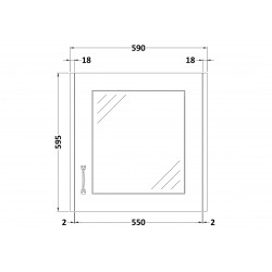 York Stone Grey 600mm Single Door Mirror Unit - Technical Drawing