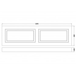 York White Ash 1700mm Bath Front Panel - Technical Drawing