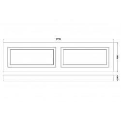 York Stone Grey 1800mm Bath Front Panel - Technical Drawing
