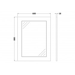 York Stone Grey Flat Mirror 600mm x 800mm - Technical Drawing