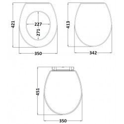 York Royal Grey Toilet Seat - Technical Drawing