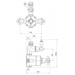Edwardian Twin Thermostatic Shower Valve - Technical Drawing
