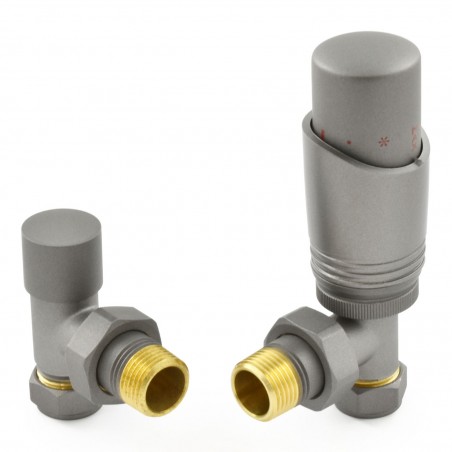 Delta Angled Thermostatic Radiator Valves - Matte Metallic Grey