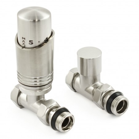 Delta Straight Thermostatic Radiator Valves - Brushed Nickel