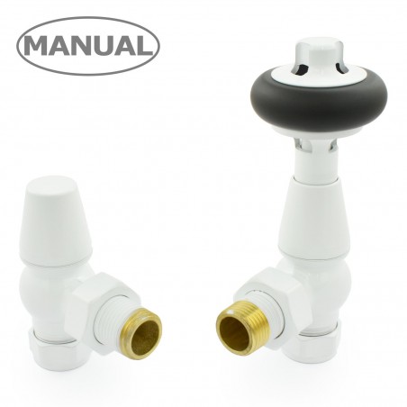 Eton Angled Radiator Valves - White