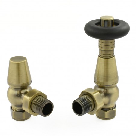 Jaguar Angled Radiator Valves - Antique Brass